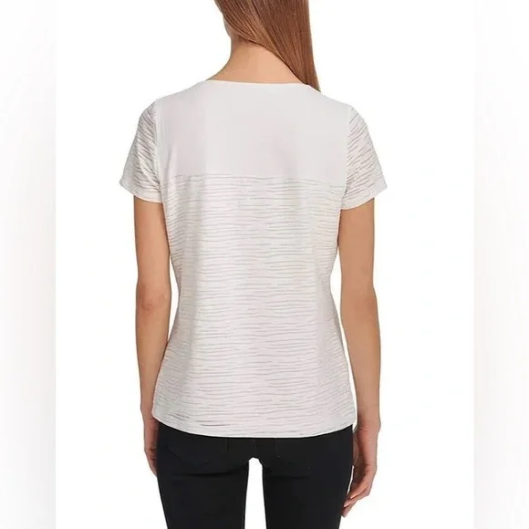 NWT | 449 Calvin Klein| Beautiful Flattering Women's Stretch Textured Shirt Top - Picture 2 of 12